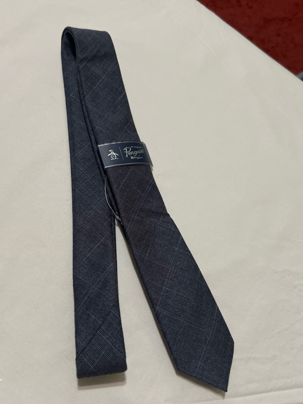 Original Penguin Navy Slim Windowpane Dress Tie